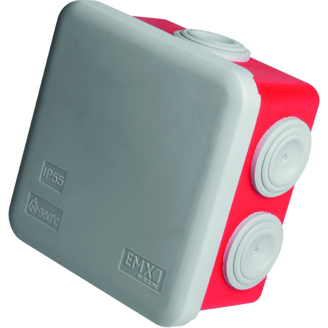 Pack de 5 boîtes de dérivation pour circuit de sécurité ERP - 80 x 80 x 45 mm - Couvercle à vis 1/4 de tour
