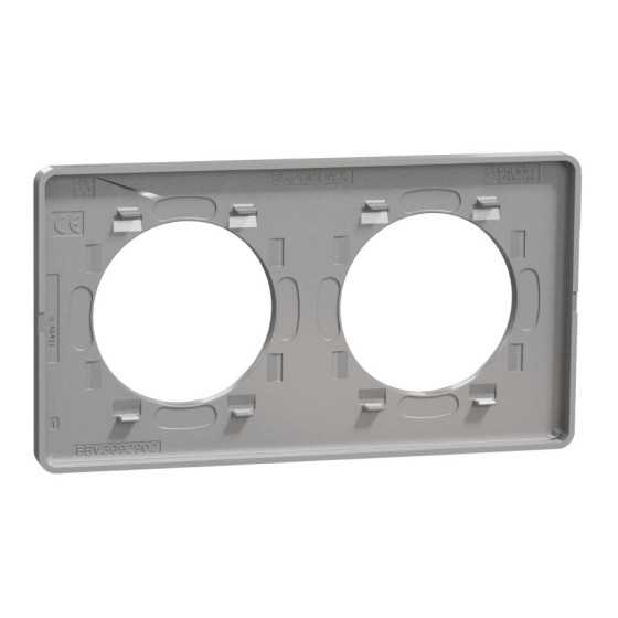 Odace Touch plaque 2 postes horizontaux ou verticaux 71mm aluminium