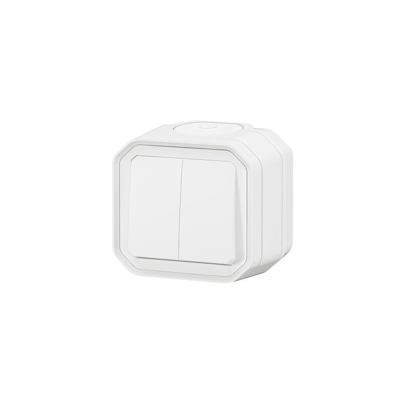 Double interrupteur poussoir Blanc Plexo
