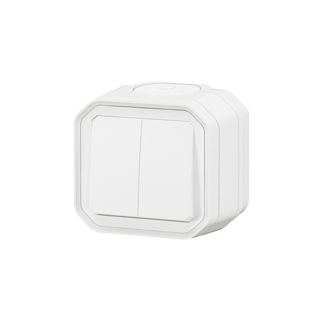 Double interrupteur poussoir Blanc Plexo