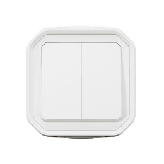 Double interrupteur poussoir Blanc Plexo
