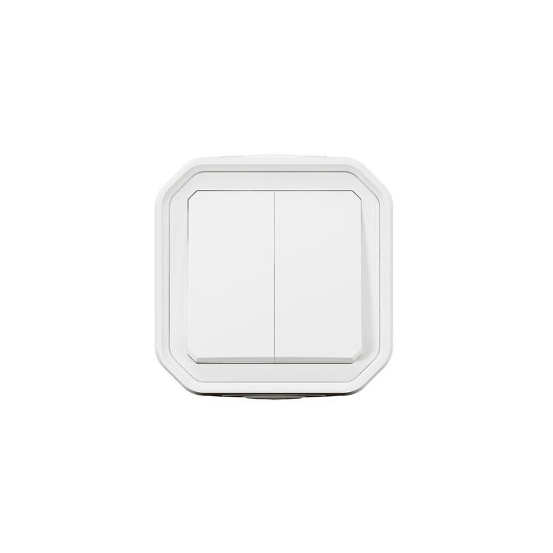 Double interrupteur poussoir Blanc Plexo