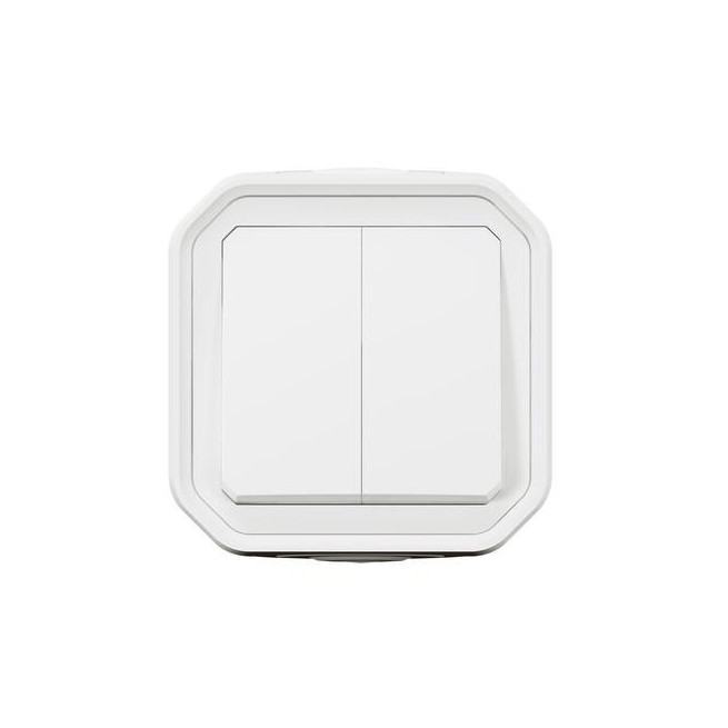 Double interrupteur poussoir Blanc Plexo