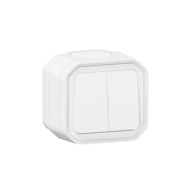 Double interrupteur poussoir Blanc Plexo