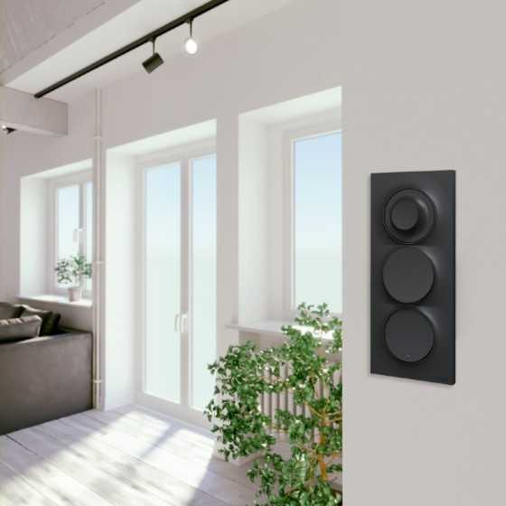 Odace Style plaque 3 postes verticaux entraxe 57mm anthracite