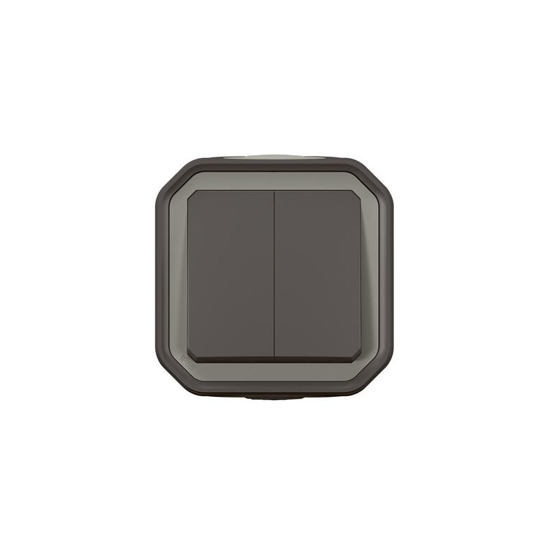 Double interrupteur poussoir Anthracite Plexo