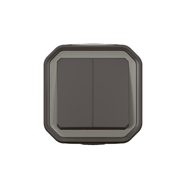 Double interrupteur poussoir Anthracite Plexo