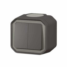 Double interrupteur poussoir Anthracite Plexo