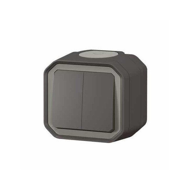 Double interrupteur poussoir Anthracite Plexo