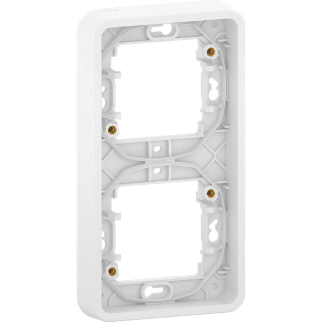 Cadre 2 postes - Vertical - Encastré - IP55 - IK08 - Blanc - Mureva Styl