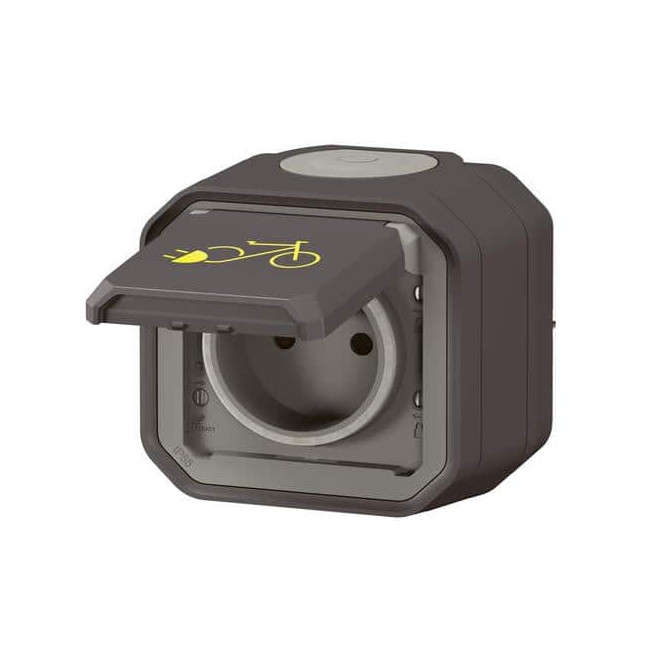 Prise recharge vélo électrique Anthracite Plexo