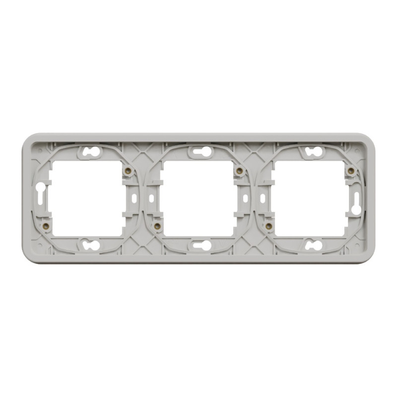 Cadre 3 postes - Horizontal - Encastré - IP55 - IK08 - Blanc - Mureva Styl