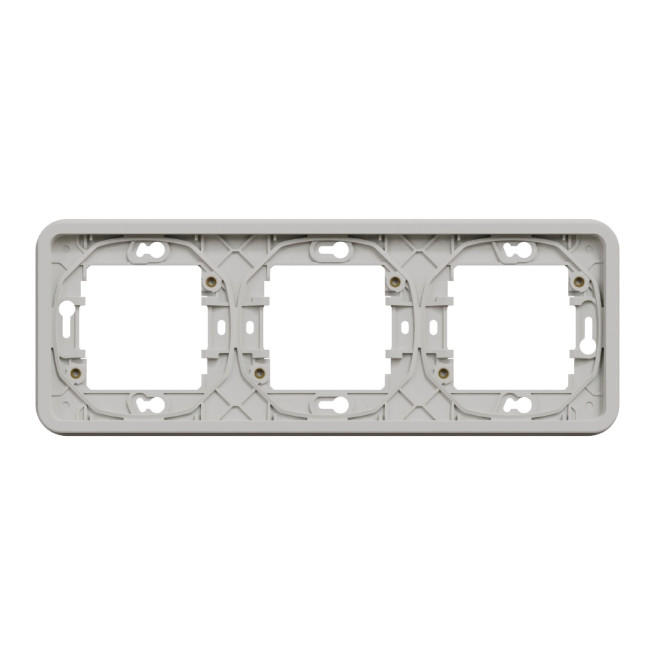 Cadre 3 postes - Horizontal - Encastré - IP55 - IK08 - Blanc - Mureva Styl