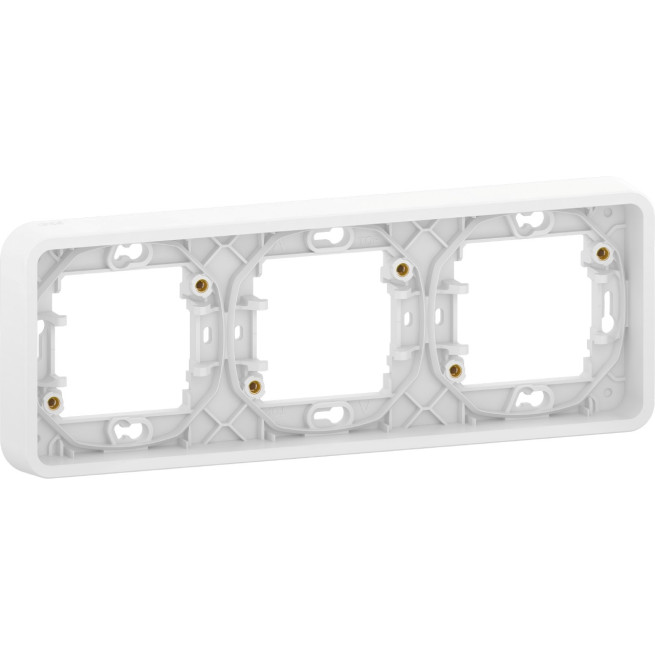 Cadre 3 postes - Horizontal - Encastré - IP55 - IK08 - Blanc - Mureva Styl