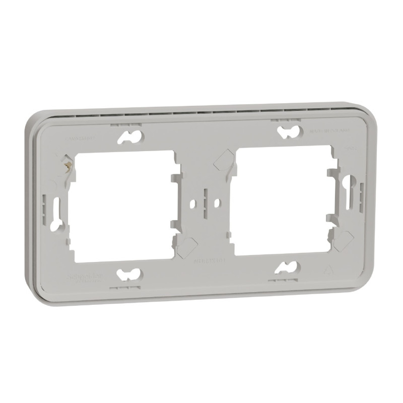 Cadre 2 postes - Horizontal - Encastré - IP55 - IK08 - Blanc - Mureva Styl