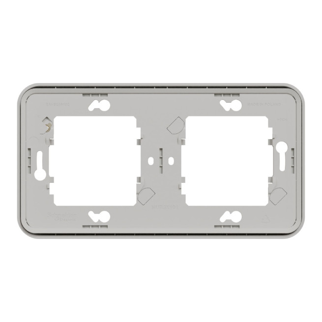 Cadre 2 postes - Horizontal - Encastré - IP55 - IK08 - Blanc - Mureva Styl