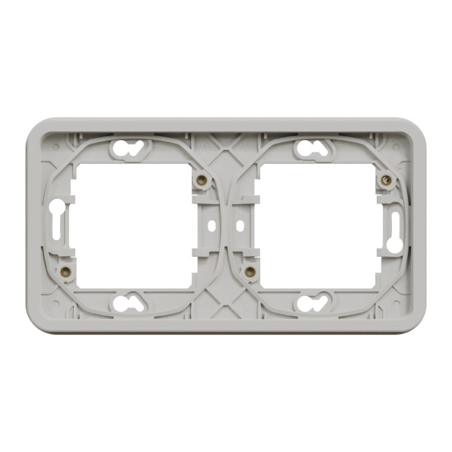 Cadre 2 postes - Horizontal - Encastré - IP55 - IK08 - Blanc - Mureva Styl