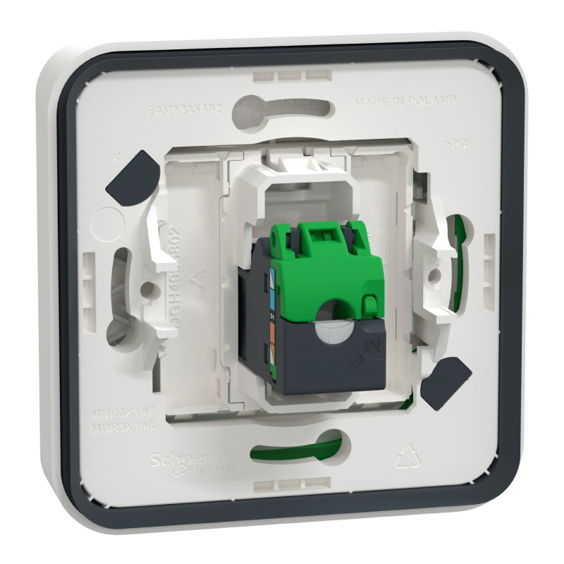 Prise RJ45 cat 6A blindé STP FTP - Composable - IP55 - IK07 - Blanc - Mureva Styl