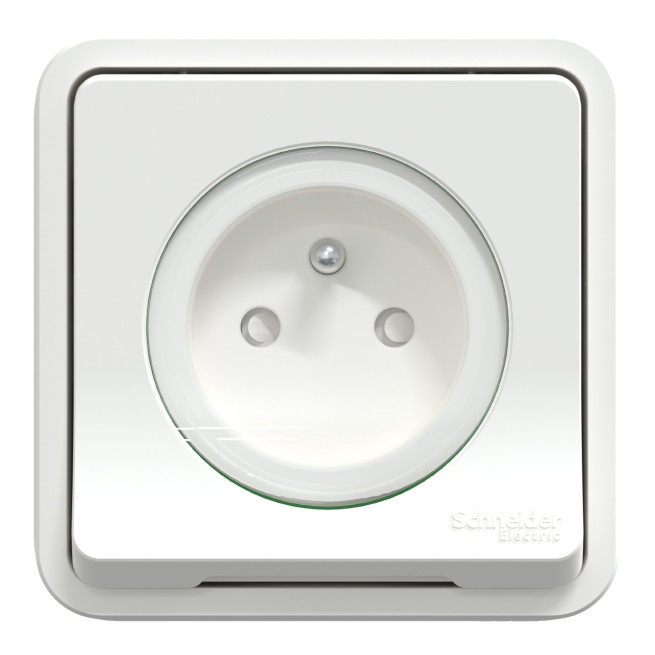 MUR39036-Appareillage-étanche-sup-IP55 Mureva-Styl-Prise-courant-2P+T-compl-encastré--IP55-IK08-conn-auto-blanc