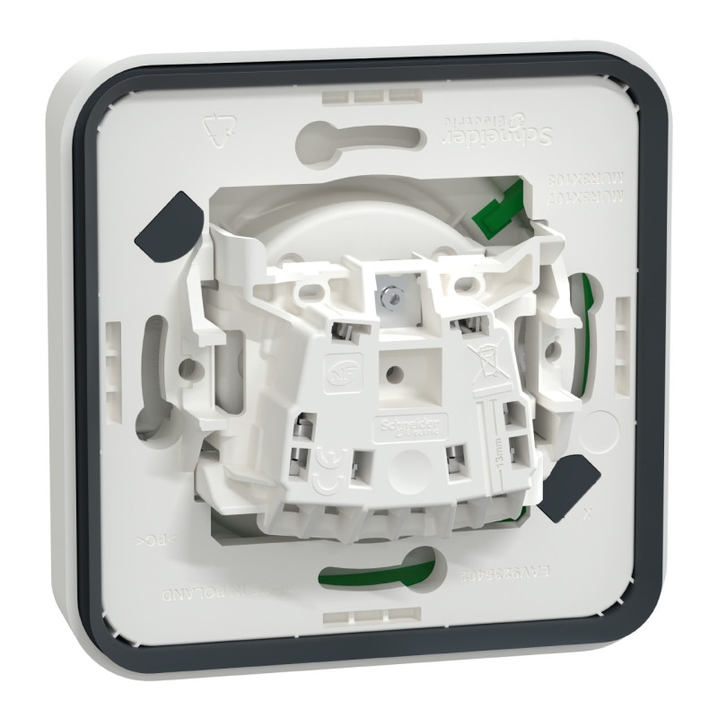 Prise de courant 2P+T - Complet - Connexion auto - IP55 - IK08 - Blanc - Mureva Styl