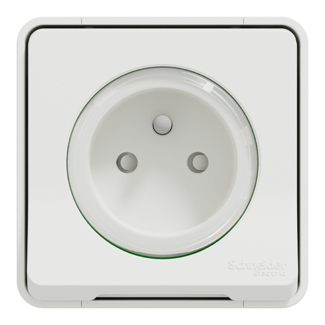 Prise de courant 2P+T - Saillie - Connexion auto - IP55 - IK08 - Blanc - Mureva Styl
