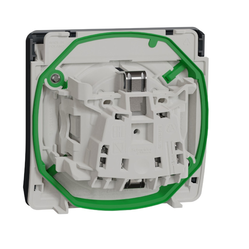 MUR36134-Appareillage-étanche-sup-IP55 Mureva-Styl-PC-2P+T-schuko-composable-IP55-IK08-connexion-auto-gris