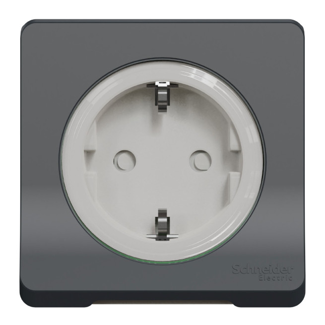 Prise de courant 2P+T - Schuko - Composable - Connexion auto - IP55 - IK08 - Gris - Mureva Styl