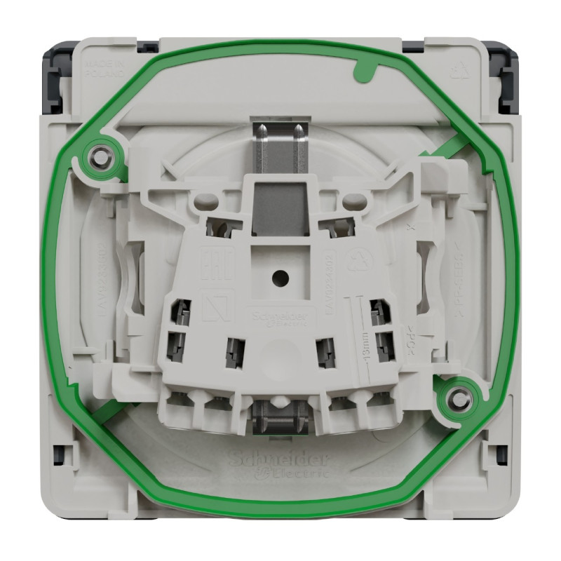 Prise de courant 2P+T - Schuko - Composable - Connexion auto - IP55 - IK08 - Gris - Mureva Styl