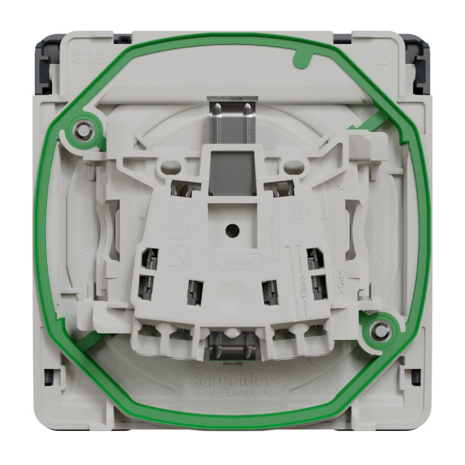 Prise de courant 2P+T - Schuko - Composable - Connexion auto - IP55 - IK08 - Gris - Mureva Styl