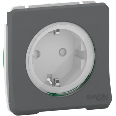 Prise de courant 2P+T - Schuko - Composable - Connexion auto - IP55 - IK08 - Gris - Mureva Styl