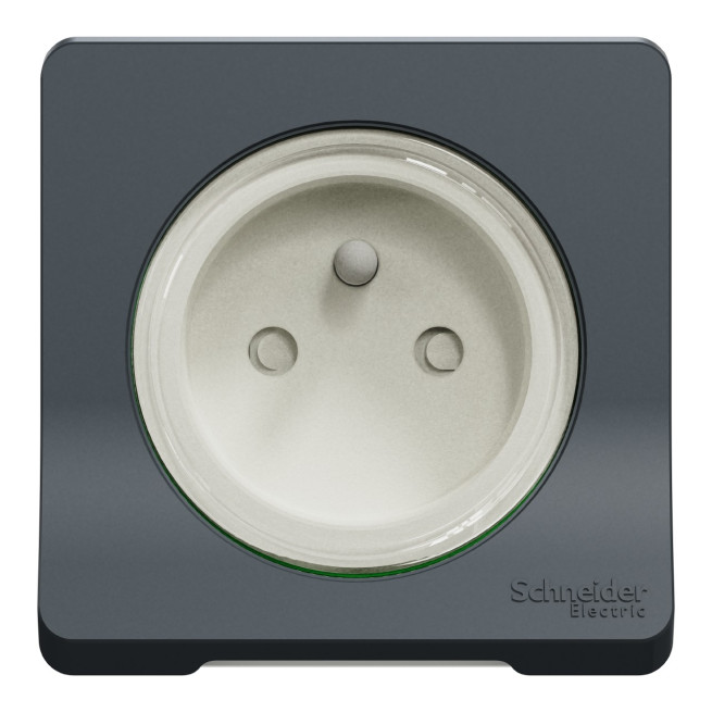 Prise de courant 2P+T - Composable - Connexion auto - IP55 - IK08 - Gris - Mureva Styl