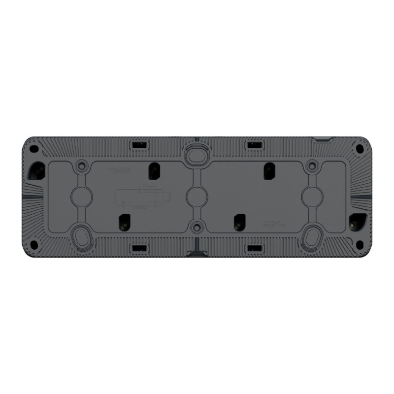MUR36037-Appareillage-étanche-sup-IP55 Mureva-Styl-Triple-PC-2P+T-horiz-précâblée-saillie-IP55-IK08-gris