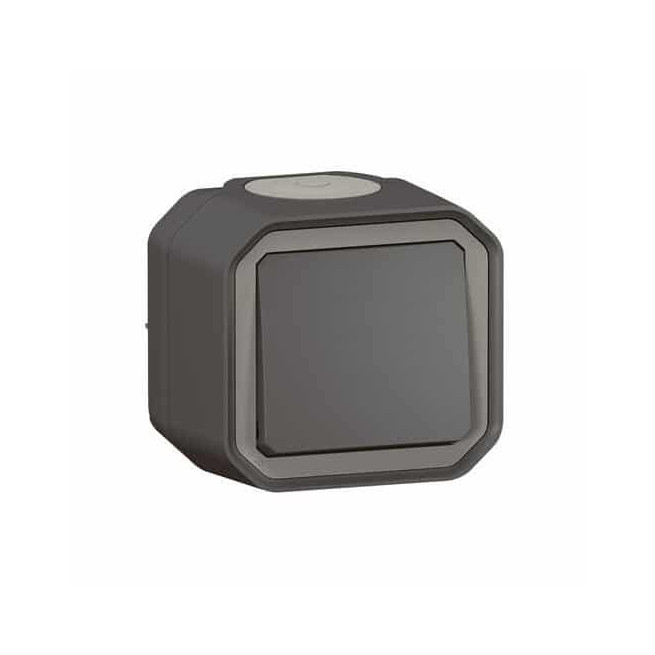 Poussoir NO saillie Anthracite Plexo