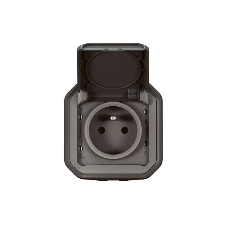 Prise 2P+T saillie Anthracite Plexo