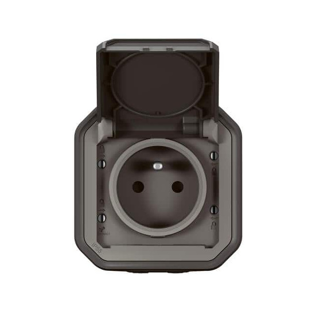 Prise 2P+T saillie Anthracite Plexo
