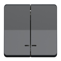 Double bouton poussoir lumineux LED - Composable - IP55 - IK07 - Gris - Mureva Styl