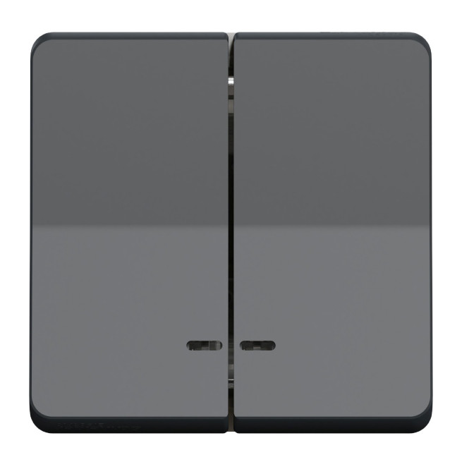 Double bouton poussoir lumineux LED - Composable - IP55 - IK07 - Gris - Mureva Styl