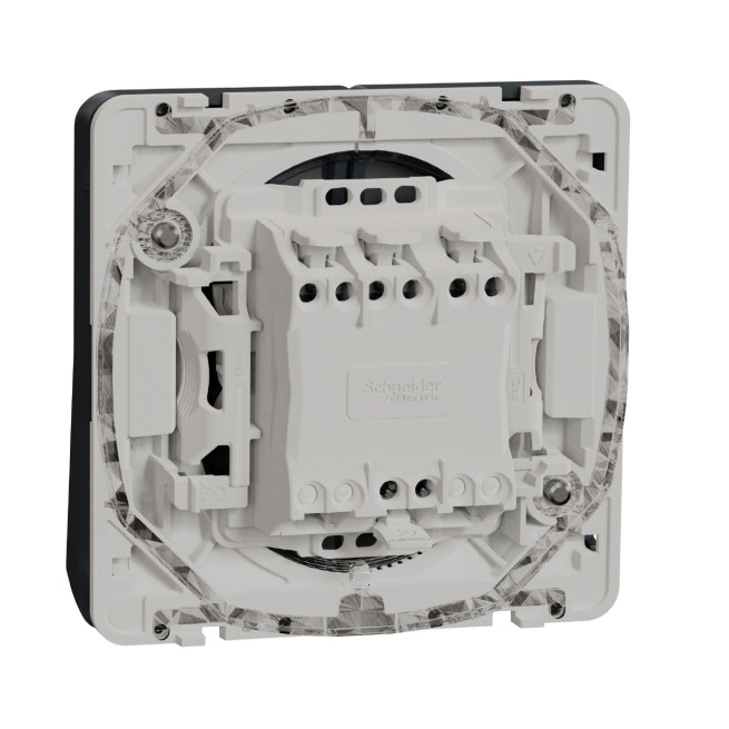 Double bouton poussoir lumineux LED - Composable - IP55 - IK07 - Gris - Mureva Styl