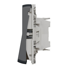 Double bouton poussoir lumineux LED - Composable - IP55 - IK07 - Gris - Mureva Styl