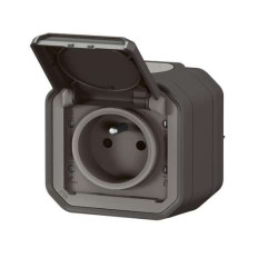 Prise 2P+T saillie Anthracite Plexo