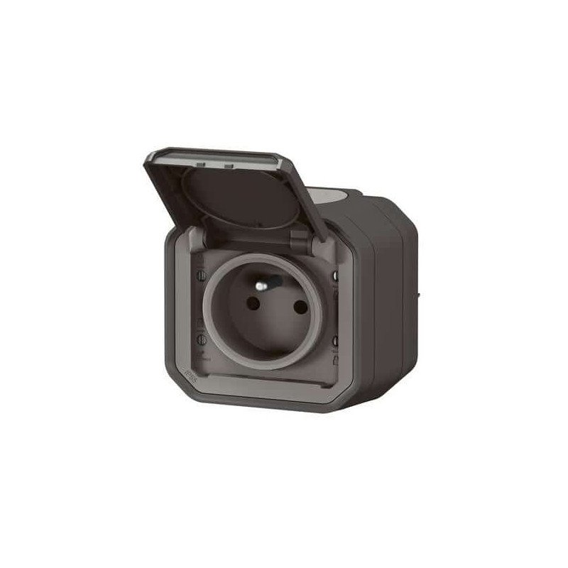 Prise 2P+T saillie Anthracite Plexo
