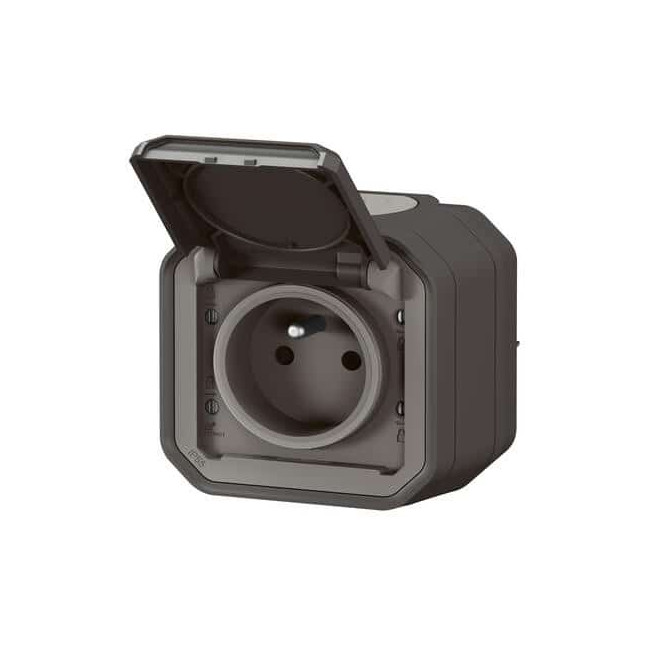 Prise 2P+T saillie Anthracite Plexo