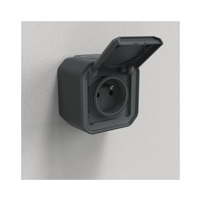 Prise 2P+T saillie Anthracite Plexo