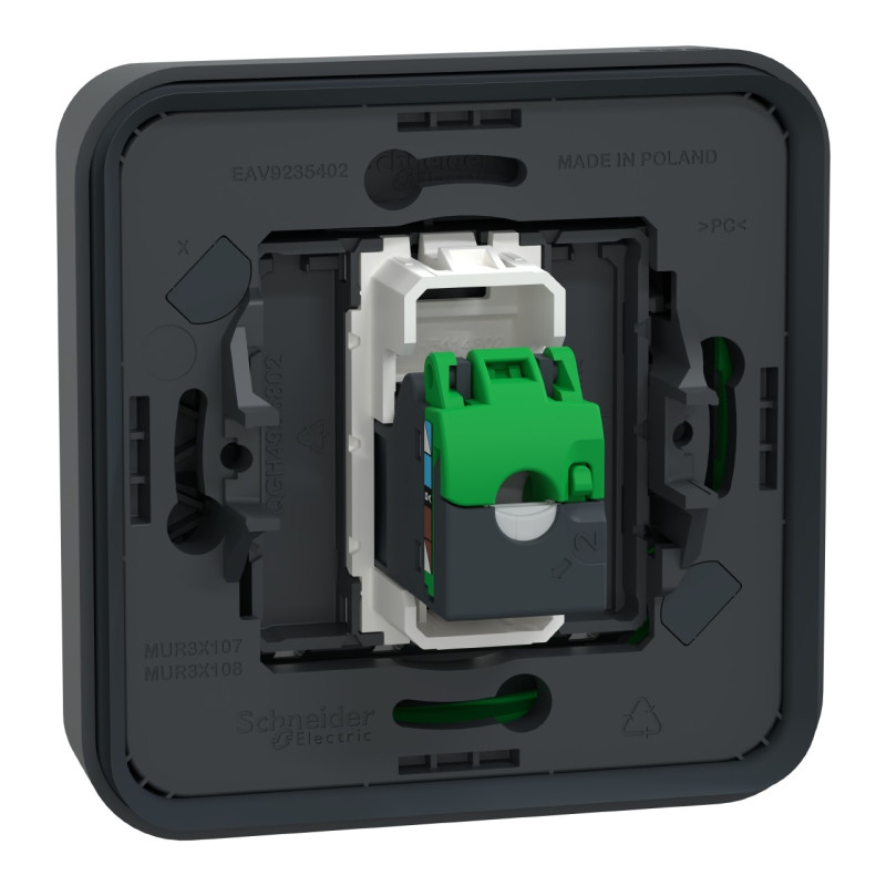 Prise RJ45 cat 6A blindé STP FTP - Composable - IP55 - IK07 - Gris - Mureva Styl