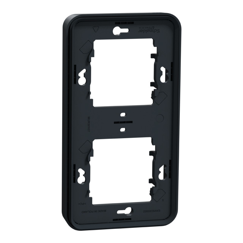 Cadre 2 postes - Vertical - Encastré - IP55 - IK08 - Gris - Mureva Styl