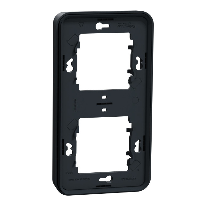 Cadre 2 postes - Vertical - Encastré - IP55 - IK08 - Gris - Mureva Styl