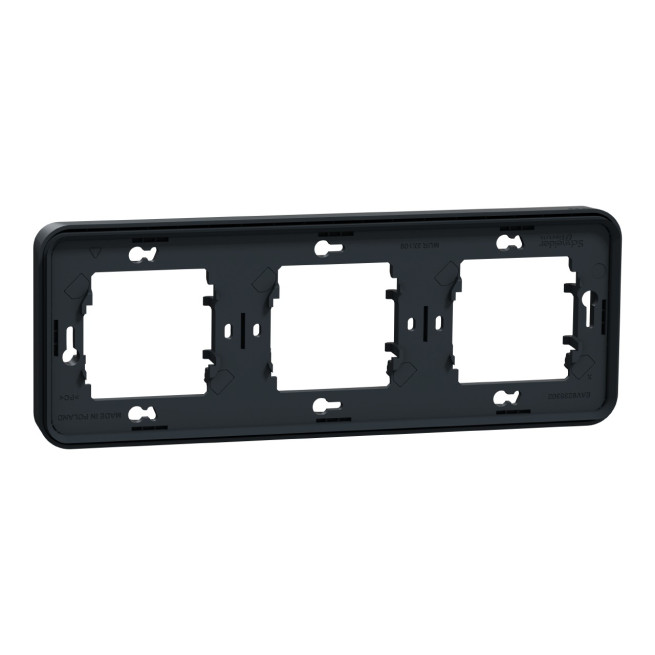 Cadre 3 postes - Horizontal - Encastré - IP55 - IK08 - Gris - Mureva Styl