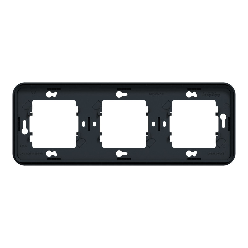 Cadre 3 postes - Horizontal - Encastré - IP55 - IK08 - Gris - Mureva Styl