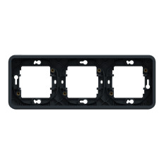 Cadre 3 postes - Horizontal - Encastré - IP55 - IK08 - Gris - Mureva Styl