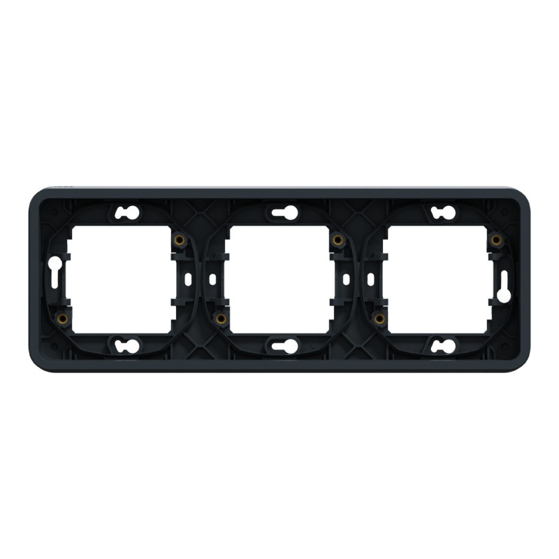 Cadre 3 postes - Horizontal - Encastré - IP55 - IK08 - Gris - Mureva Styl